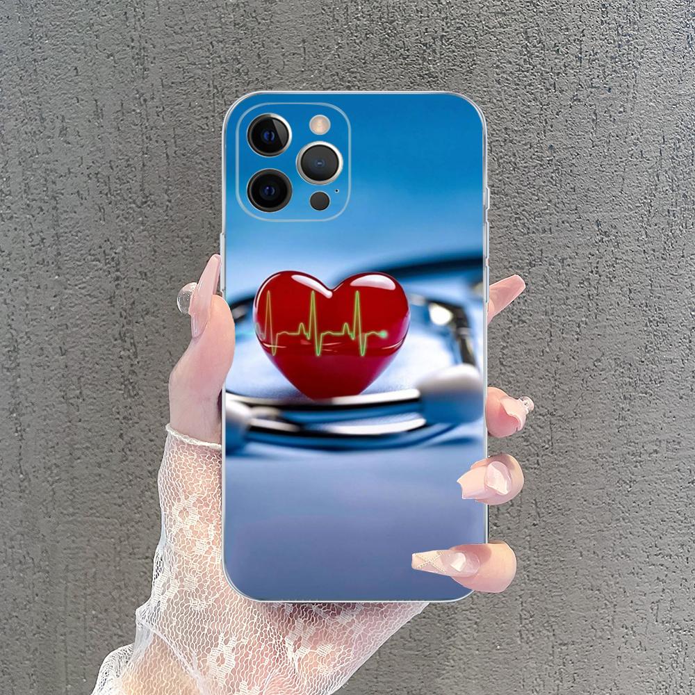 Medical Medicine stethoscope Phone Case For iPhone 15 14 13 12 Mini 11 Pro XS Max X XR SE 6 7 8 Plus Soft Silicone Cover