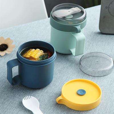 500ml Breakfast Cup Silicone Vent Plug Food Contact Grade Multifunction Portable Oatmeal Bowl with Sealed