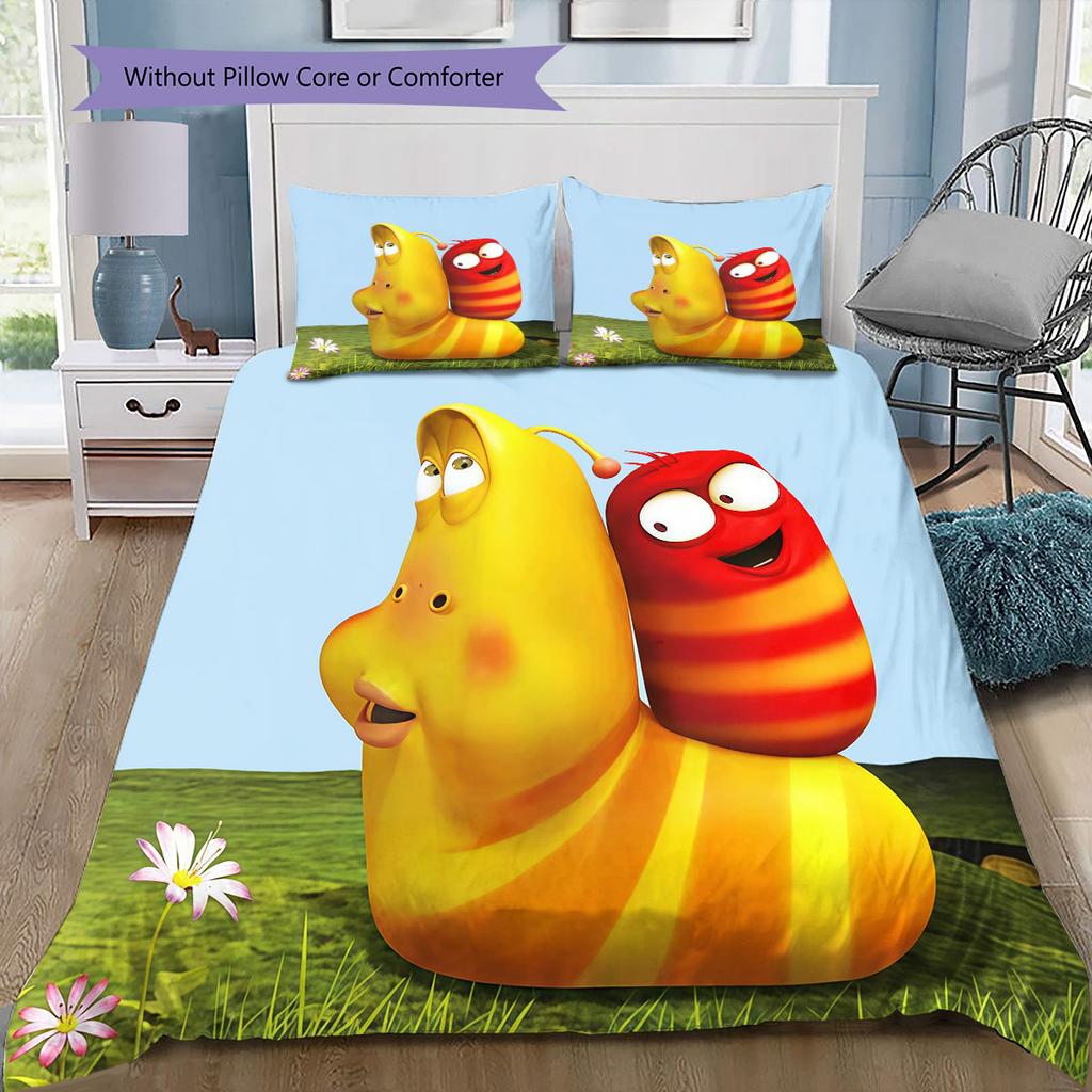 Larva Pattern Bedding Home Decoration Birthday Gift ( 1 Duvet Cover + 2 Pillowcase, Without Core),fan Merchandise.