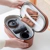 Elegant Portable Ceramic Tea Set with Wooden Tray: 1 Teapot & 4 Cups for Outdoor Adventures
