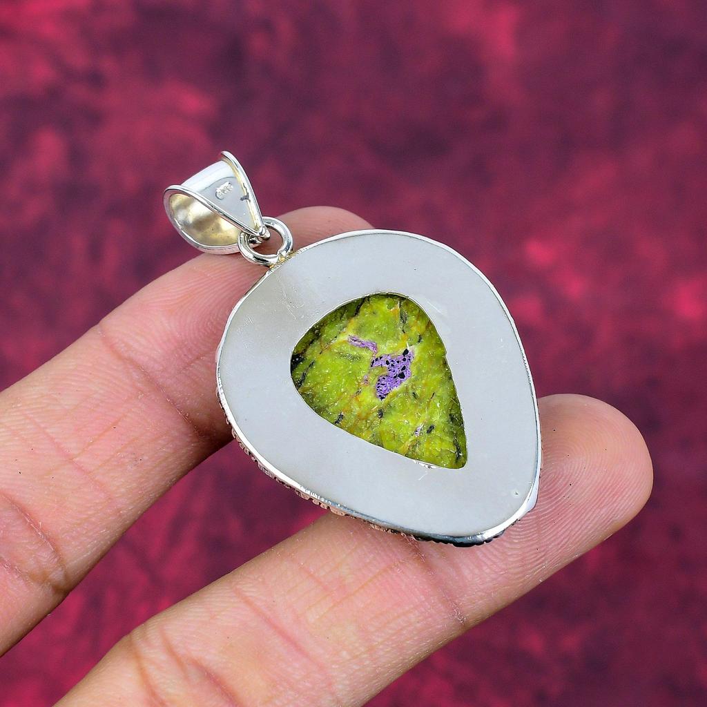 Stichitite 925 Solid Sterling Silver Pendant, Handmade Gemstone Pendant Jewelry, Gifts For Wife Brand New Pendant