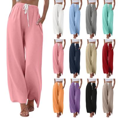 Women's Casual  Wide Leg Drawstring Pocket Beach Casual Pants