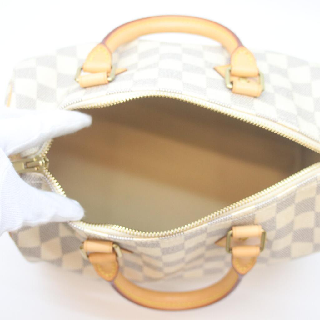 LOUIS VUITTON 2015 N41534 Damier Azur Speedy 25 Boston bag IvoryUsed