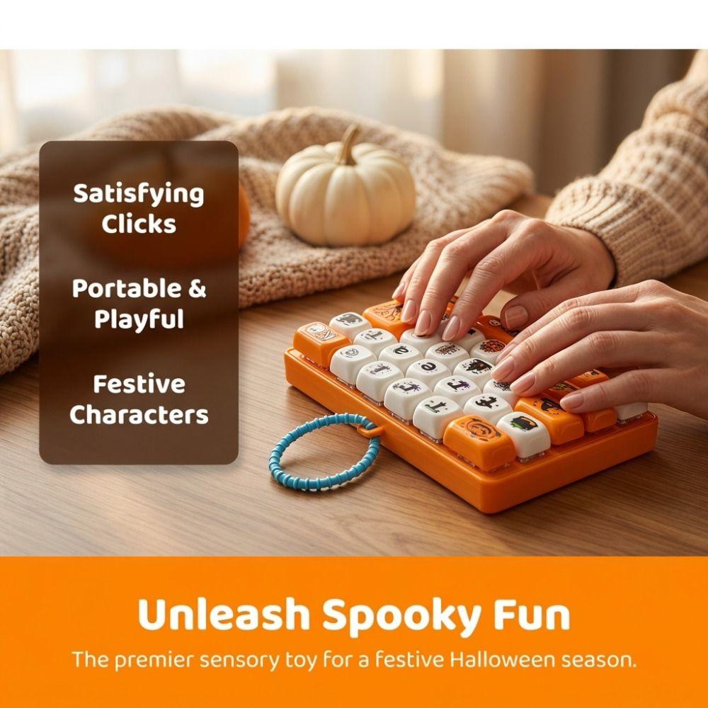 26 Key Decompression Button Toy Cute Design Halloween Keyboard Keychain Popular Pendant
