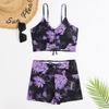 Flat-Angle Printed Two-pieceSwimsuit Multicolor Boxer Conservative Print Separates Swimsuit
