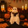 Cute Ghost Reading Statue Sitting Resin Spooky Ghost Figurine Hand Painted Reading Book Halloween Ghost Figurine Home Decor