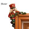 Holiday Door Decor Christmas Wooden Topper, Funny Snowman Nutcracker Penguin Angel Santa Claus Indoor Decoration Frame Corner Sign for Window