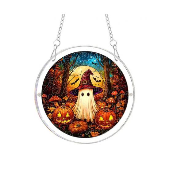 Acrylic Puzzles Suncatcher, Ghost Witch Pumpkin Window Hanging Decor, Halloween Graduation Mother's Day Birthday for Women
