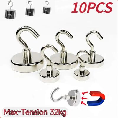 10 Stück starke Magnethaken, Mehrzweck-Aufbewahrungshaken, Aufbewahrungshaken für Zuhause, Küche, Bar, Schlüsselaufbewahrungshaken, Badezimmer-Kleiderbügel