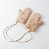 Used Popular Max Mara MAX MARA Teddy Boa Mittens Gloves with Strap Pink BeigeMade In Italy [2400015175485]