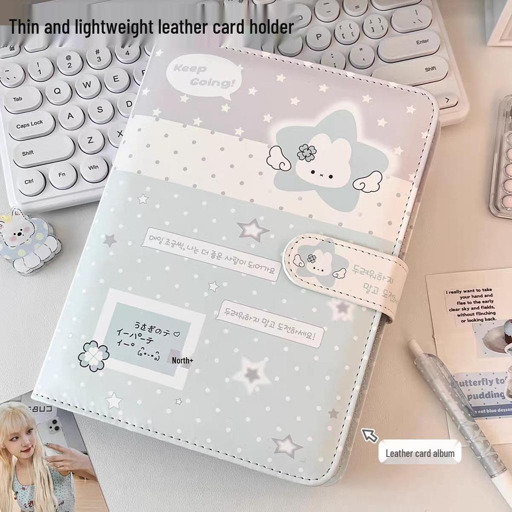 Cute Rabbit Leather Card Holder – Stylish Thin Design, Ideal as a Student Gift. Loose-Leaf Card Storage Album in Stock.