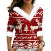 Christmas V-Neck Top with Elegant Cut for Party, Date and Everyday Wear