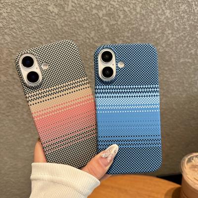 Coque Rigide en Plastique avec Texture Fibre de Carbone Kevlar Pour iPhone 14 15 11 12 13 16 Pro Max Plus Housse de Protection Antichoc Fundas