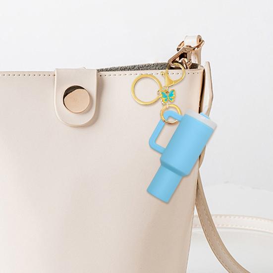 Mini Cup Keychain Charm School Bags Handbags Backpacks Keyring Multifunctional Lobster Clasp Key Holder Coin Bag