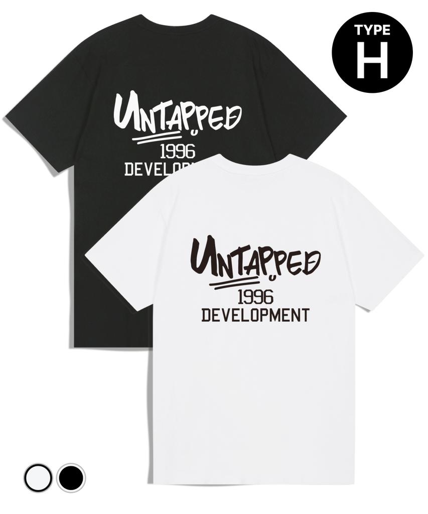 UNTAPPED STUDIO [2Set] 5 Types Summer Signature Graphic Logo Oversized Short Sleeve T-Shirt (Type B)