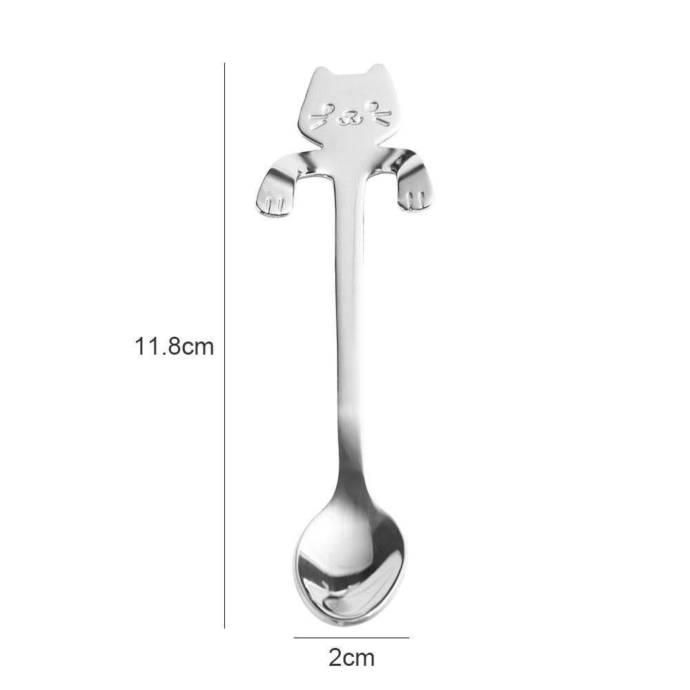 Cat Cartoon Kitchen Gadget Coffee Drinking Stainless Steel Flatware Stirring Spoons Teaspoon Dessert Spoon Coffee Spoon