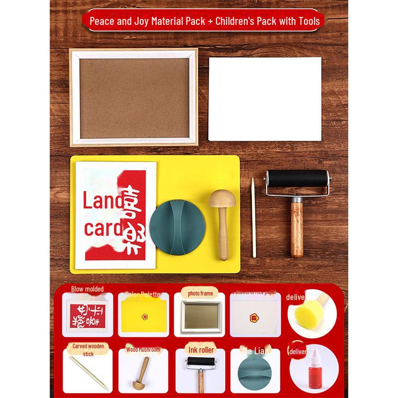 New Year Picture DIY Woodblock Printing Set: Non-Legacy Handmade Template Kit for New Year's Day Activities.