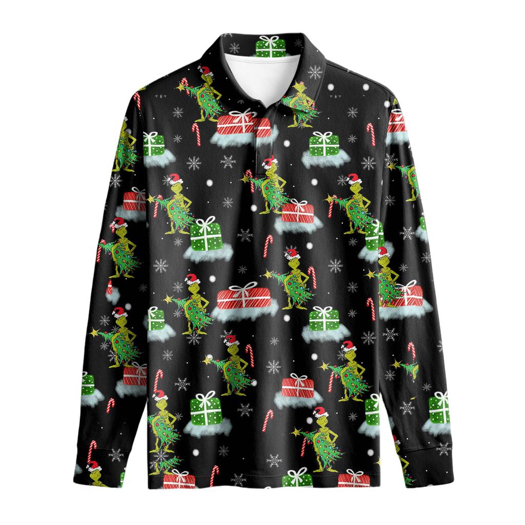 Men's Casual Retro Small V-neck Long-sleeved Top