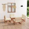 4 Pcs Garden Set with Cushions Solid Pine Wood
