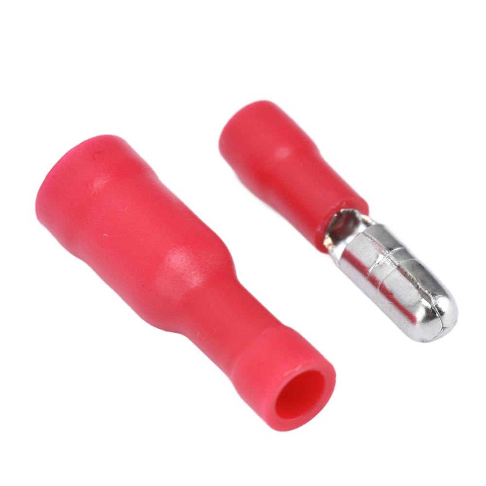 50 Pairs Red Male Female Connectors 22-16 AWG Wire Crimp Connectors Audio Wiring