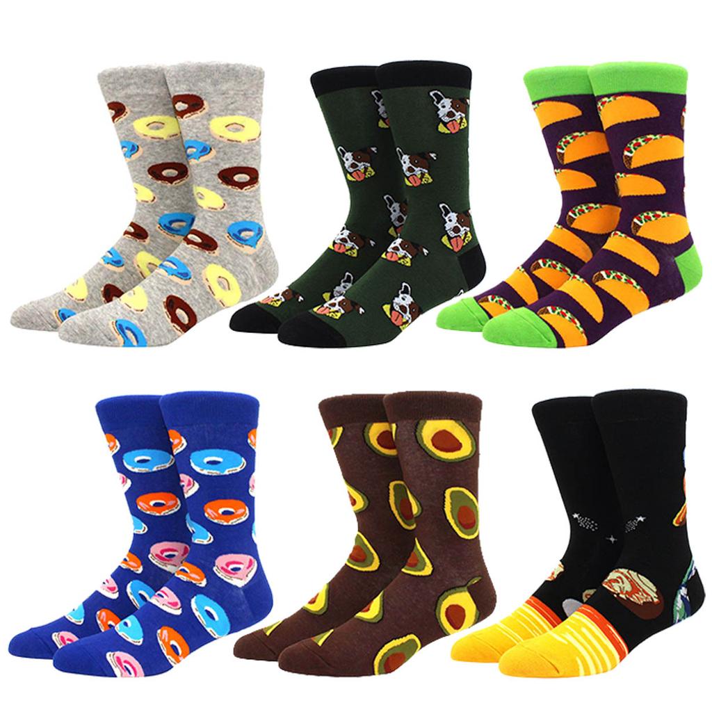 Herren Hip Hop Harajuku Socken Skateboard Karomuster Tiere, Astronauten, Donuts Lustige Mid-Cut Socken