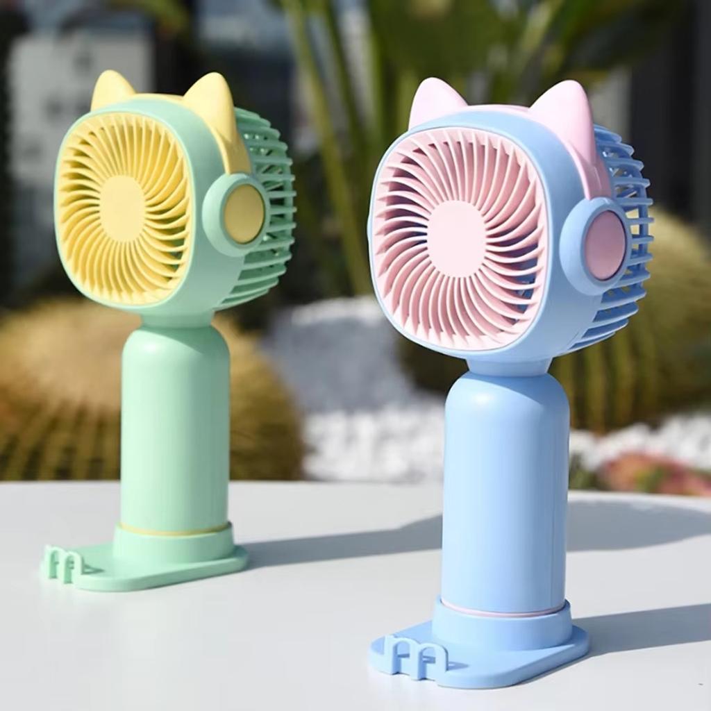 Cute Cartoon USB Fan Portable Handheld Fan with Phone Stand
