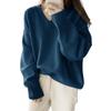 LrisIuza Echo Knit Long Ribbed Loose Solid Korean Perfect for Flattering Women's Sweater, Oversized, Sleeve, V-Neck, Knit, Lightweight, Fleece-Lined,