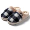 Color plaid cotton slippers autumn and winter couple leisure indoor home plush slippers shoes