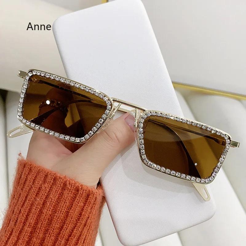 New Women Small Rectangular Sunglasses Fashion Diamond Inlaid Small Frame Sun Glasses Women's UV Protection Shades Eyewear