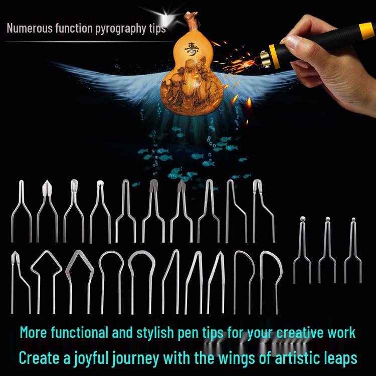 Adjustable Temperature Pyrography Tool: Electric Pen for Wood, Gourd, and Rice Paper Pyrography