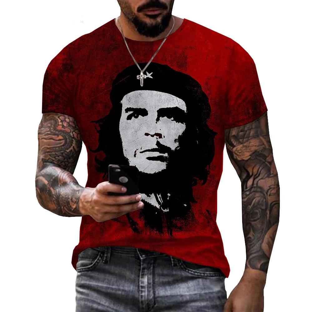 3D Che Guevara Grafik T-Shirt für Herren Kleidung Harajuku Mode T-Shirts Freizeit Rundhals Kurzarm Pullover Sommer Locker Tops M black