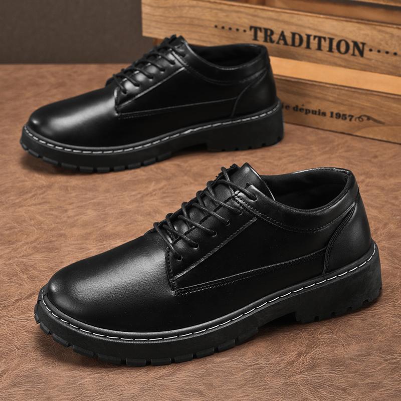 Luxury Brand Black Leather Shoes Classic Men's Casual Shoes Fashion Men Dress Shoes Breathable Lace-Up Business Oxfords Footwear
