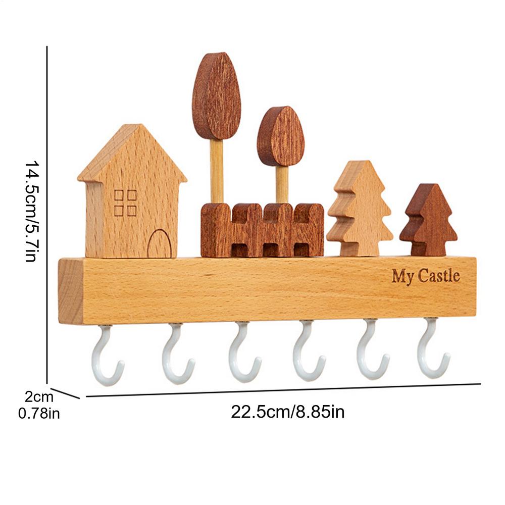 Wall Mounted Key Racks Towels Hooks Showers Wood Clothes Hooks Hanger Clothes Hooks Holder Rustic Wall Decoration With 6 Hooks