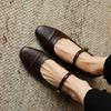 New Medium-heeled Sheepskin Women's Shoes Low-top Soft Leather Round-head Single Shoes Women's Shallow Mouth Non-slip Beef Tendon Soft-soled S
