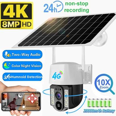 8MP 4G/Wifi karta SIM podwójny ekran kamera słoneczna zewnętrzna 4K WiFi PTZ automatyczne śledzenie wodoodporna inteligentna kamera noktowizyjna dwukierunkowe audio