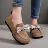 Fashion Slip-on Elegant Party With Heel Khaki Bow Women's Flat Shoes Spring Young Beau Today Discount Lastest Casual Non Ladies Footwear