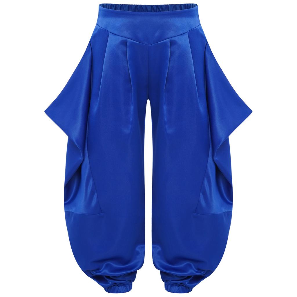 Mädchen Bauchtanzhose Einfarbiges Design mit gerüschtem halb-elastischem Bund Haremstil für Auftritte