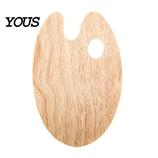 Professional Painting Supplies Wooden Paint Palette, Square Oval Shaped Artist Tray with Durable Beech Wood Palette Thumb Hole for Acrylic Watercolor