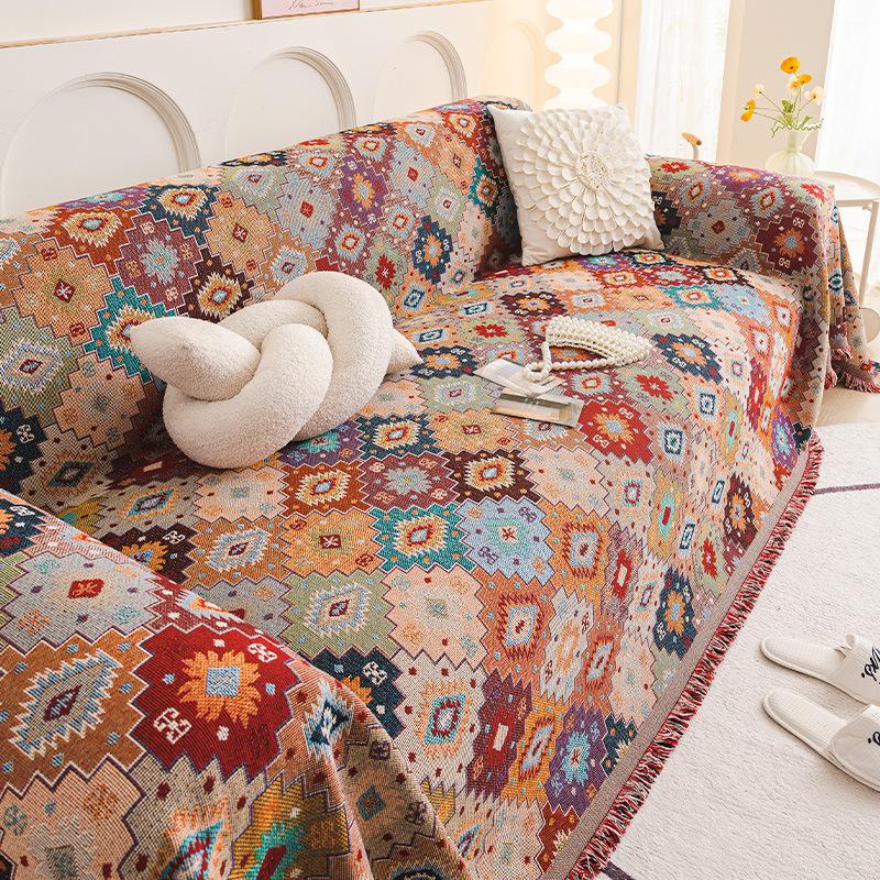 Telo Copridivano Bohemien, Coperta Nazionale Universale, Copridivano Universale per Tutte le Stagioni, Cuscino Copridivano in Tessuto, Misura Grande