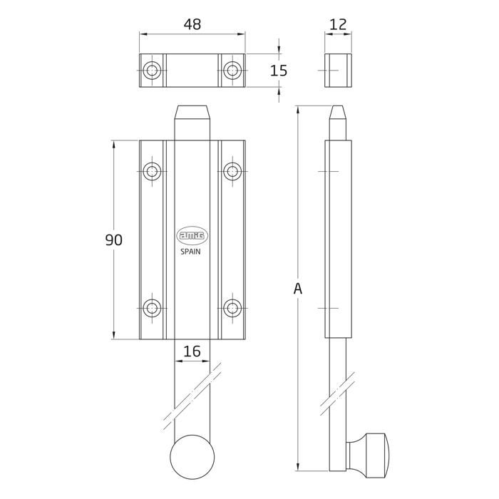 Goupille Amig - 6956 - | Loquet 3700 | 400 mm | Laiton | Cuir