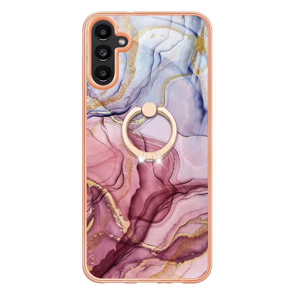 YB IMD Series-17 Style-E For Samsung Galaxy A55 5G Case 2.0mm TPU Marble Phone Cover with Ring Holder