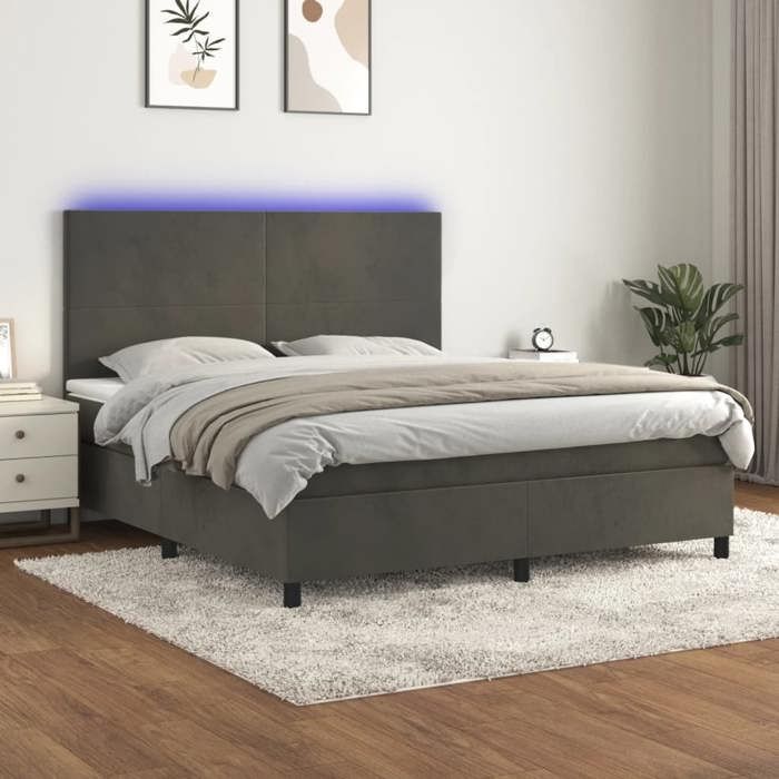 VidaXL Sommier à Lattes de Lit avec Matelas LED, Lit Rembourré, Lit Double, Lit Adulte de Chambre à Coucher Intérieur, 3136018