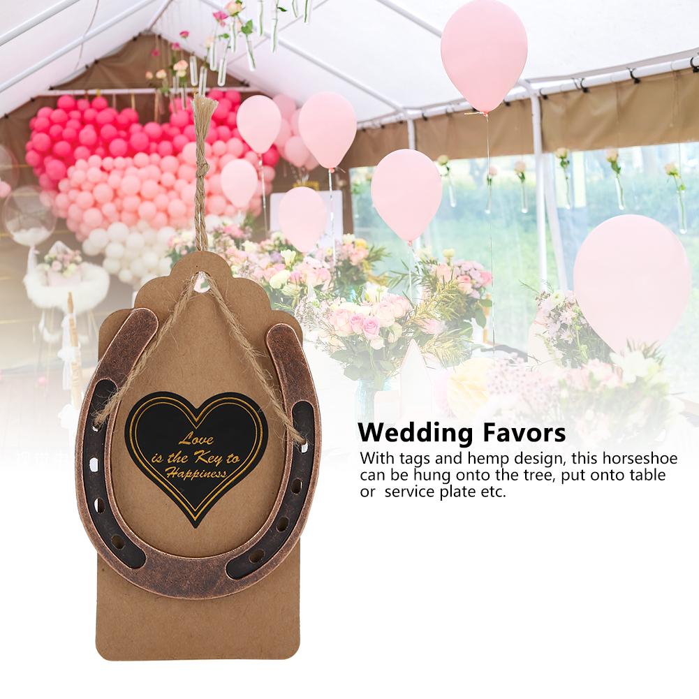 Metal Horseshoe Pendant Wedding Favors with Kraft Tags Wedding Decorations Party Supplies Gifts for
