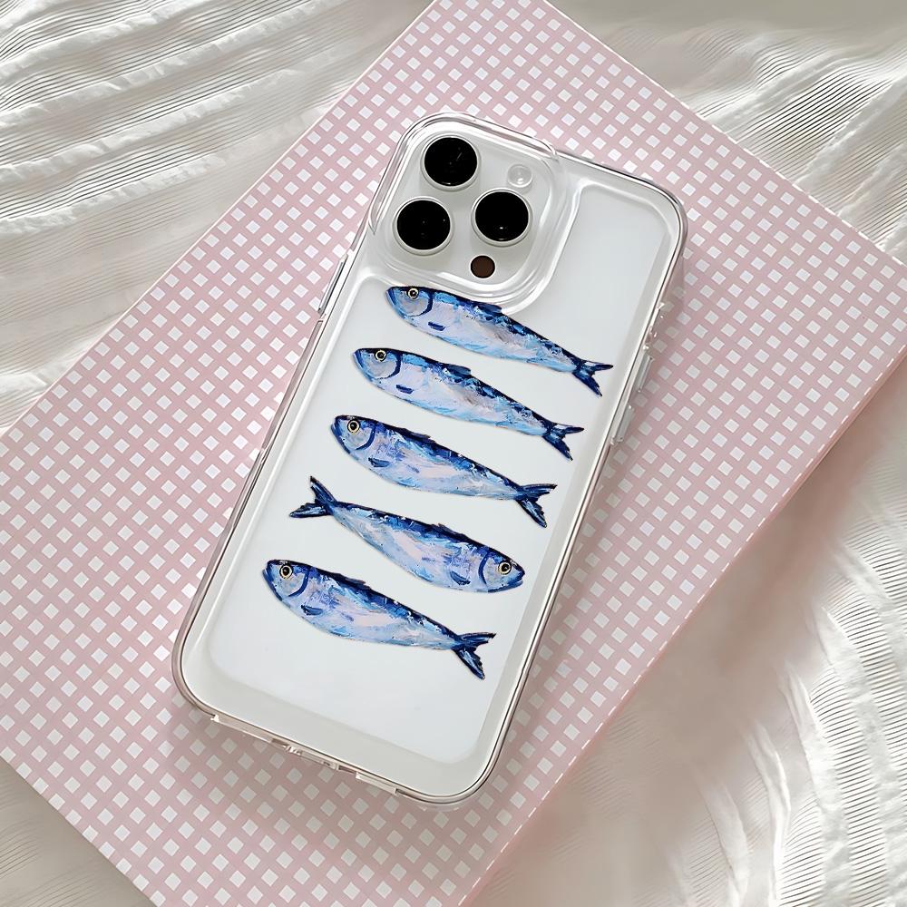 Fisch Sardinen mit Armband Handyhülle für Samsung Galaxy A55 A35 A25 A15 A05s A54 A24 A14 A06 A13 A53 A33 A23 4G 5G Rückseite