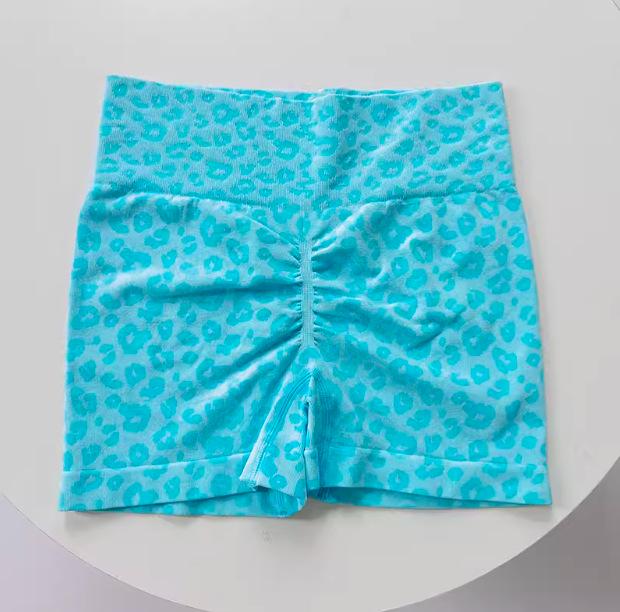 Leopard Print Peach High Waist Yoga Shorts - Quick Dry, Stretchy Hot Pants for Women