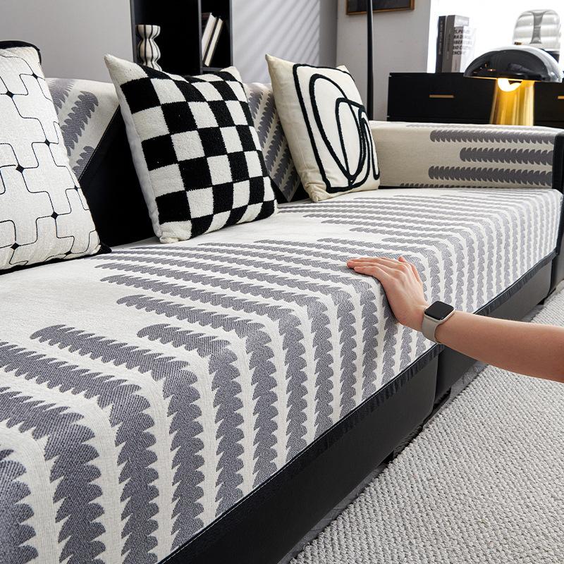 

Подушка для дивана Современные простые линии Полосатый чехол для дивана Ткань Цельный Полный чехол Популярный в интернете чехол для дивана Производители 70*70cm серый