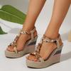 Fashion Women Fashionable Wedge Sandals Summer 2025 Braided Band Platform Gladiator Sandals Woman Thick Bottom Beach Shoes Women Sandals