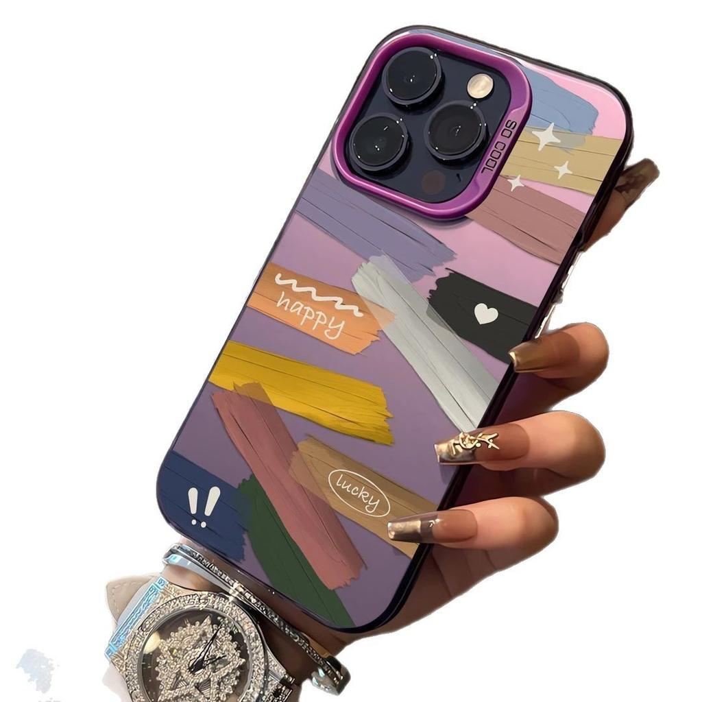 Color Paint Graffiti Applies To Apple 17promax Mobile Phone Case iPhone16 Tide 14 High Sense 15 Color Silver 13