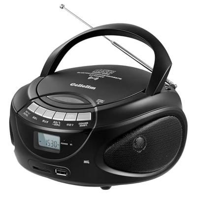 Gelielim Portable CD Player with AM/FM Radio, CD/SD/USB/AUX, Built-in Stereo Speakers, LCD Display, Boombox Music Playback, Outlet/Battery Operation,