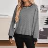 Women's Long-sleeved Round-neck Striped Round-neck Versatile Casual Loose Sweatshirt